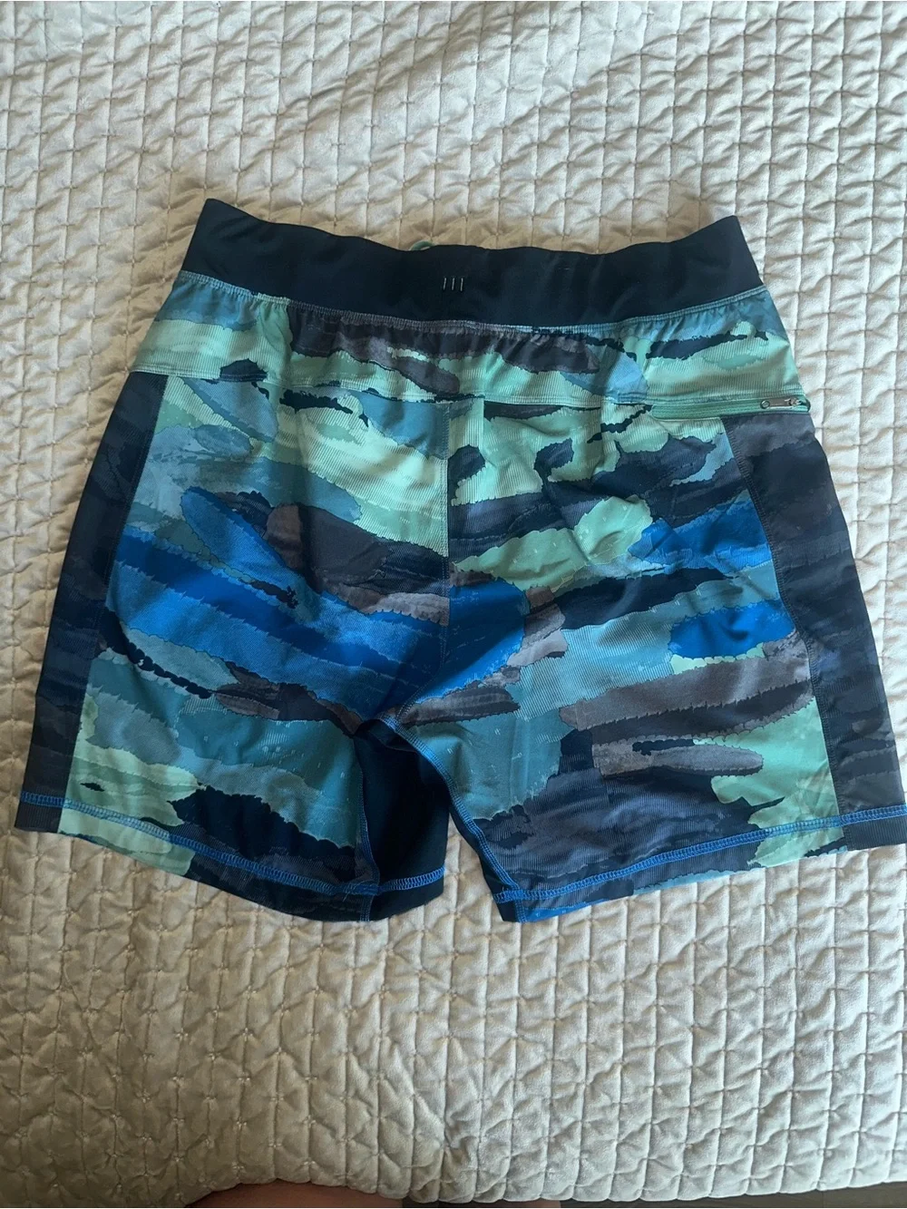 lululemon athletica Blue and Green Camo Athletic Shorts